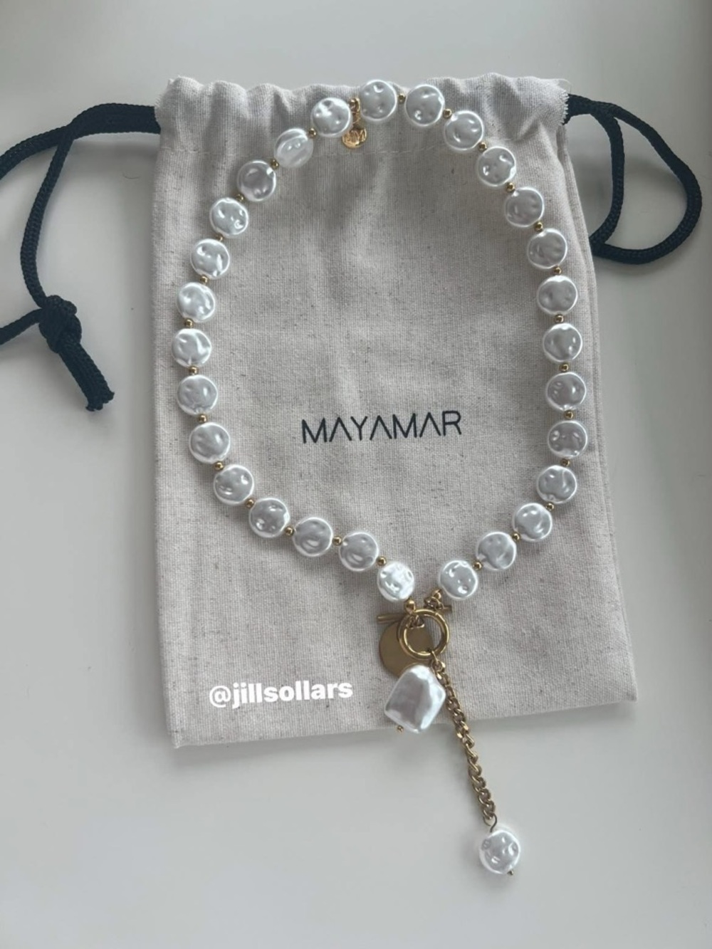 New Mayamar fresh water Pearl and Gold Toggle Pendant Necklace - Picture 2 of 4